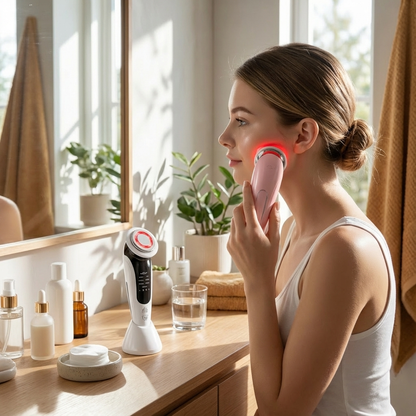 7 in 1 EMS Facial Massager Vibration Hot Compress Skin Care Tool Multifunction Skin Rejuvenation Face Firming Massage Instrument