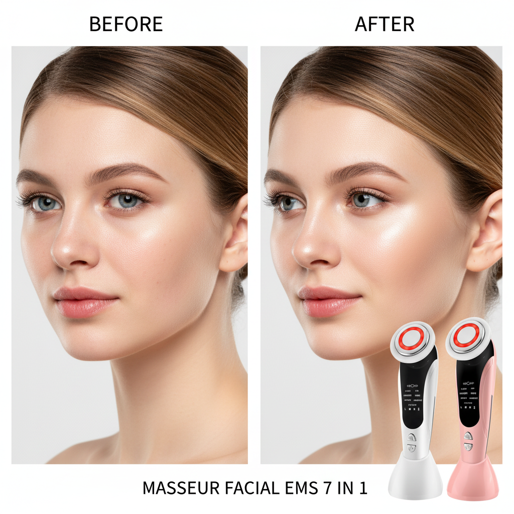 7 in 1 EMS Facial Massager Vibration Hot Compress Skin Care Tool Multifunction Skin Rejuvenation Face Firming Massage Instrument